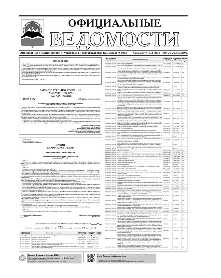 Спецвыпуск №1 (4950–4960) от 24.04.2019